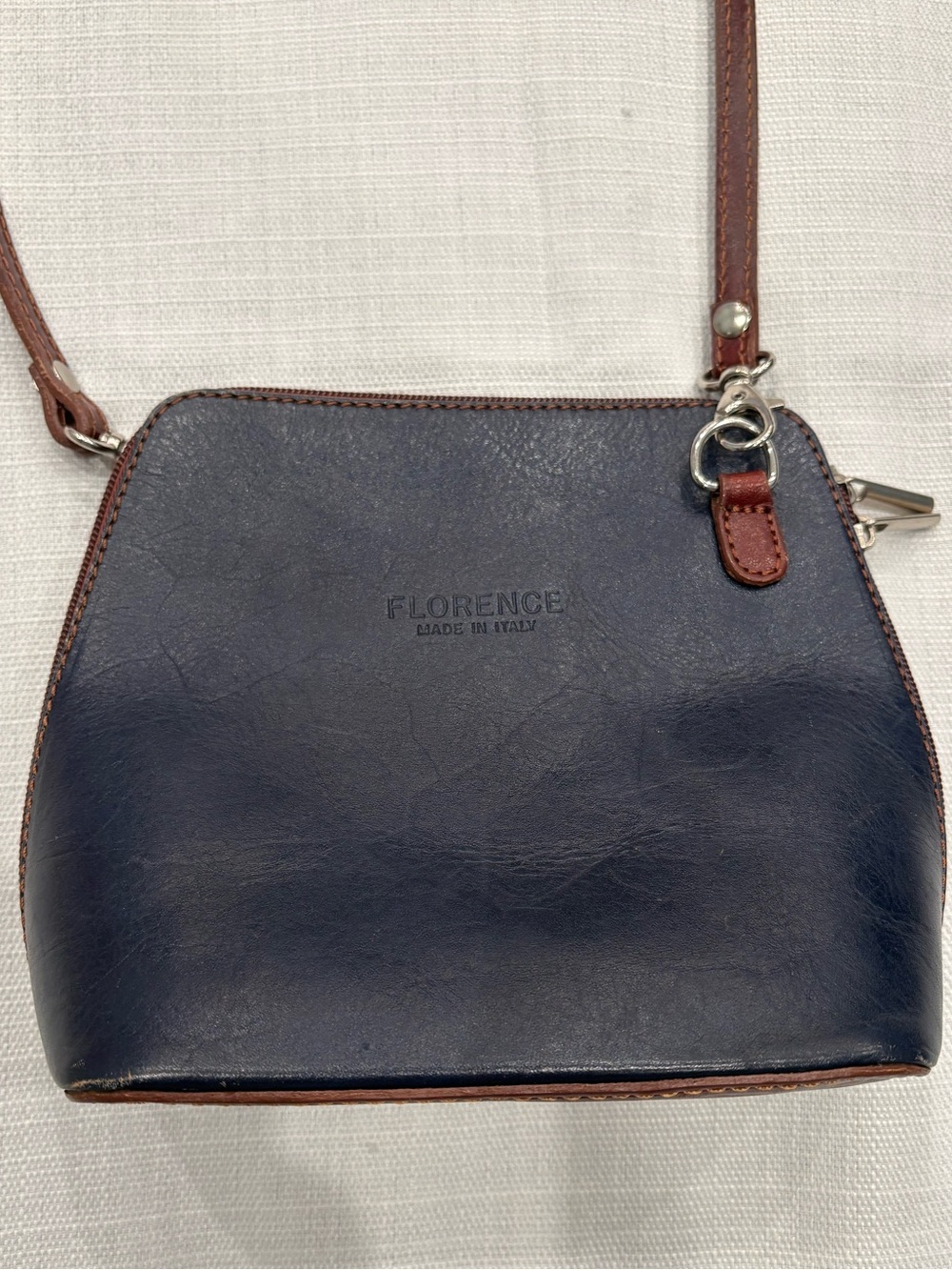 Florence Italy Leather Navy Leather Crossbody Bag